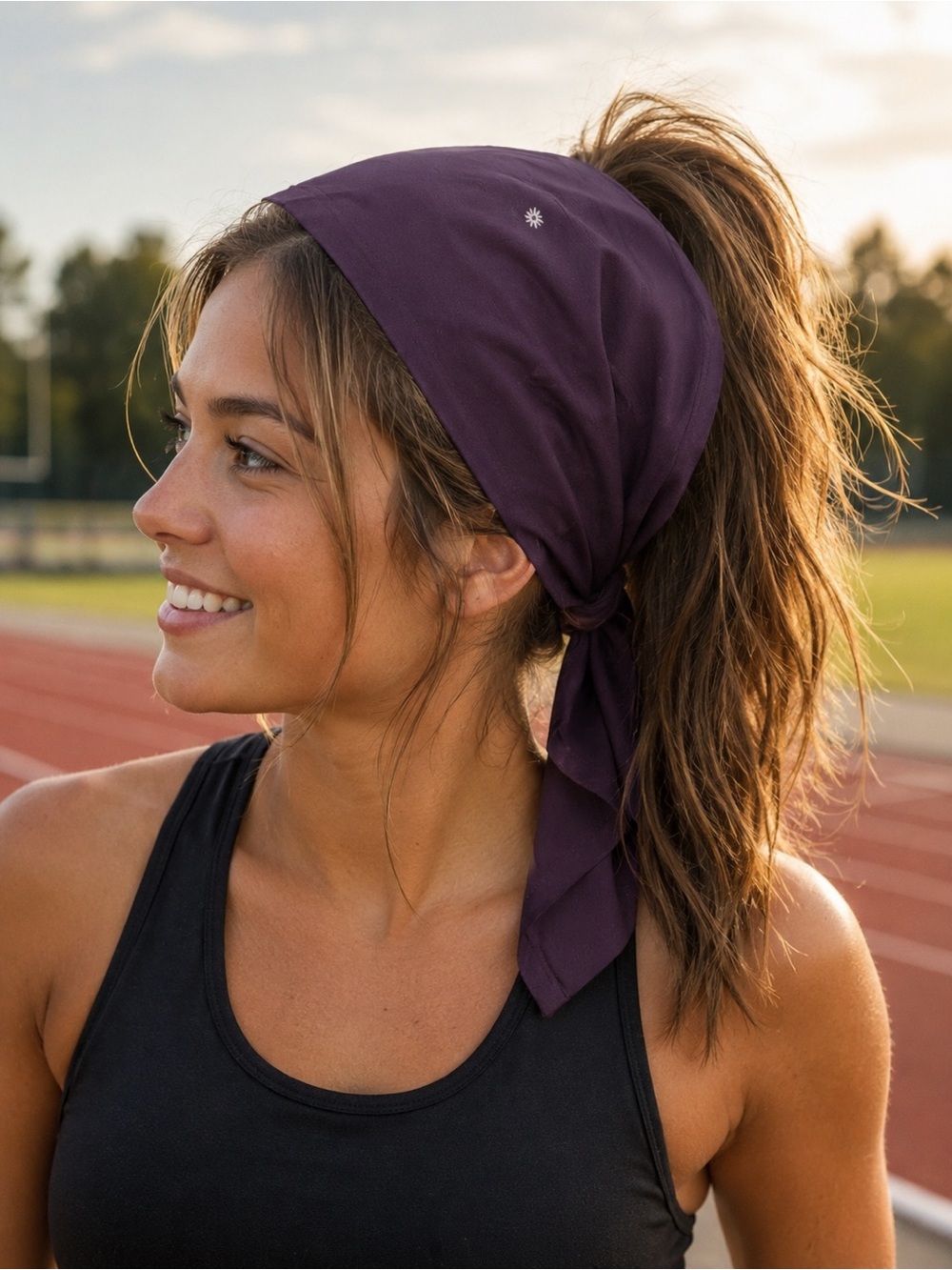 Athleta Made to Move Dark Plum Purple Structured Wire Face Mask Bandana Scarf